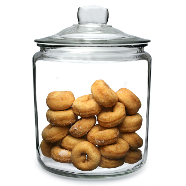 Little donuts in a glass jar